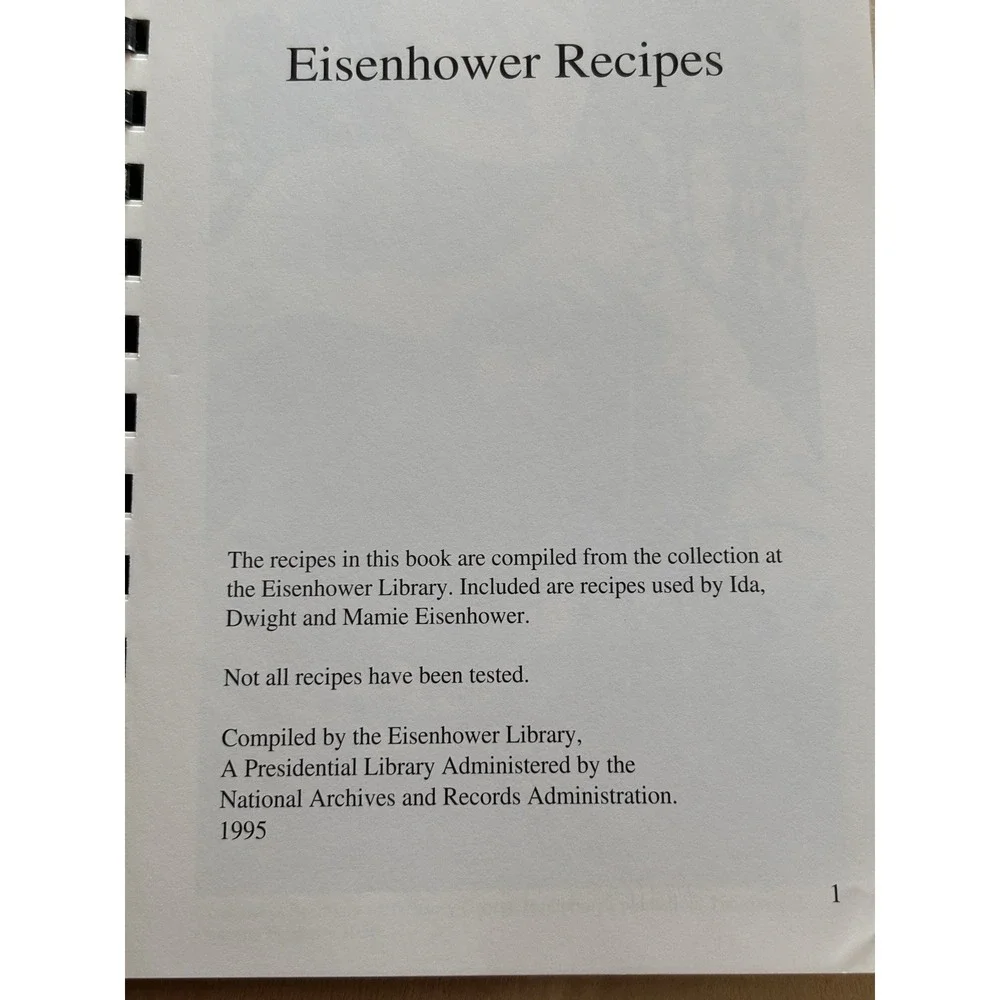 Vintage Eisenhower Recipes Cook Book Spiral 1995 Presidential Library Archives